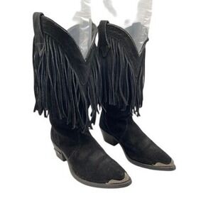 Harley Davidson Boots Women 7.5 Black Suede Pointed Motorcycle Cowboy Western